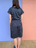 Drawstring Kimono Sleeve Dress - Spots