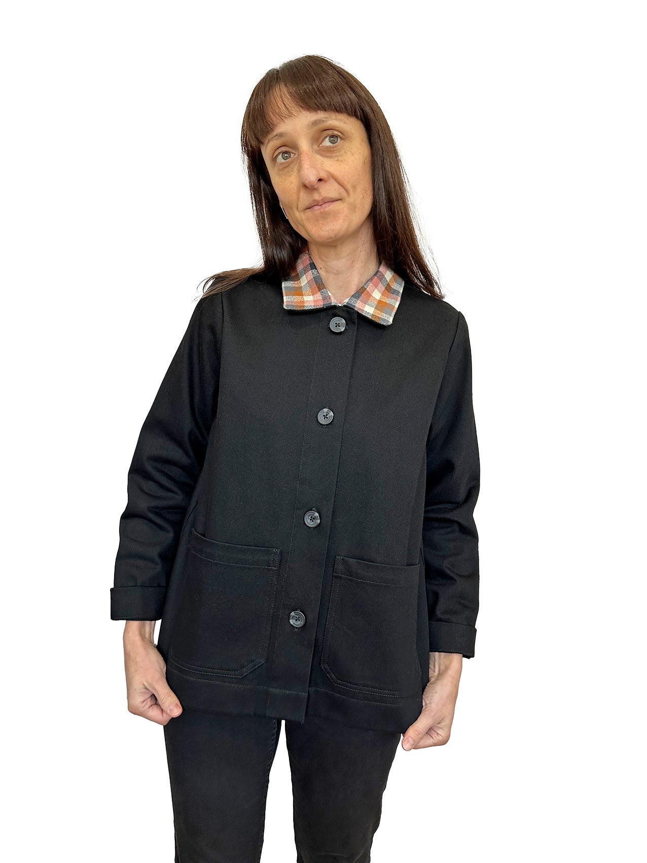 Collar Jacket Black Denim + Nutmeg Collar Miranda Murphy