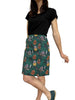 Straight Shell Skirt - Block Print Green