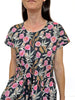 Drawstring Kimono Sleeve Dress - Zebra Finch (Black)