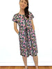 Drawstring Kimono Sleeve Dress - Zebra Finch (Black)