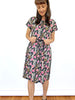 Drawstring Kimono Sleeve Dress - Zebra Finch (Black)