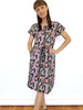 Drawstring Kimono Sleeve Dress - Zebra Finch (Black)