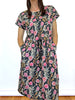 Drawstring Kimono Sleeve Dress - Zebra Finch (Black)