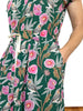 Drawstring Kimono Sleeve Dress - Zebra Finch (Green)