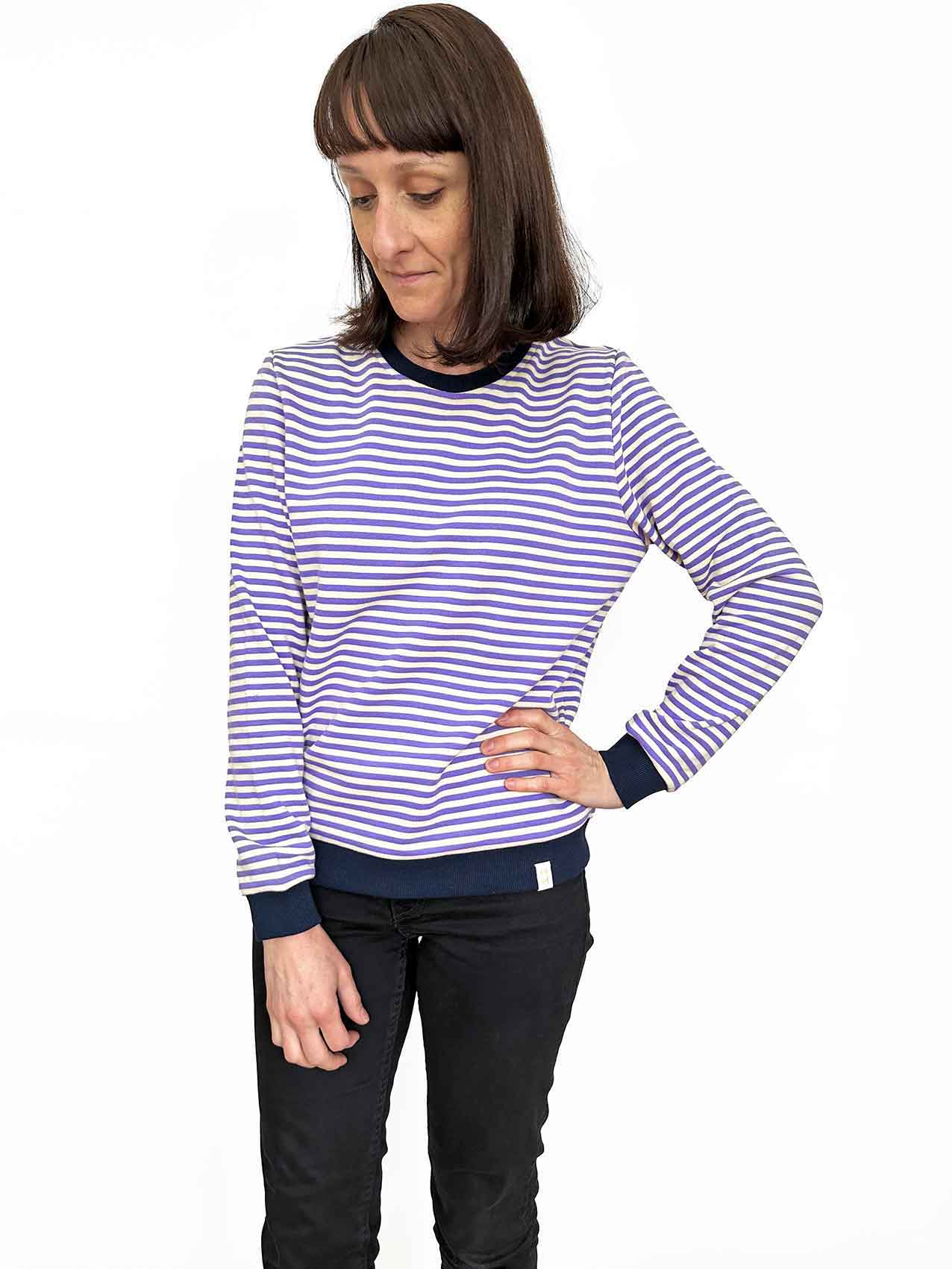 Two Tone Jumper - Lilac Stripe + Navy