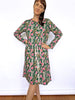 Long Sleeve Dress - Zebra Finch Green - Made to Order