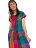 Coming Soon! Drawstring Kimono Sleeve Dress - Big Check