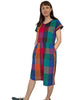 Coming Soon! Drawstring Kimono Sleeve Dress - Big Check