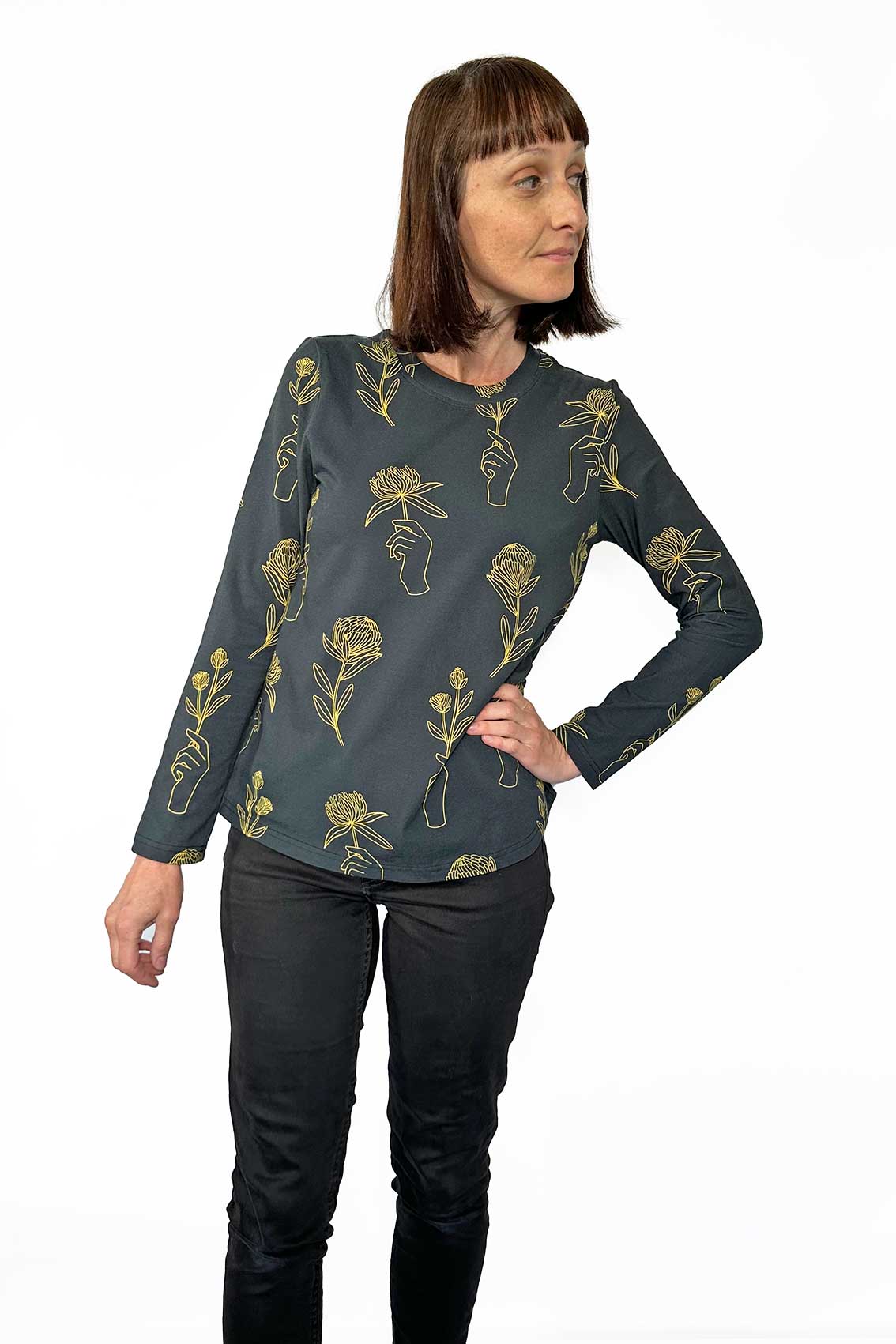 Winter Print Tee - Hands & Flowers