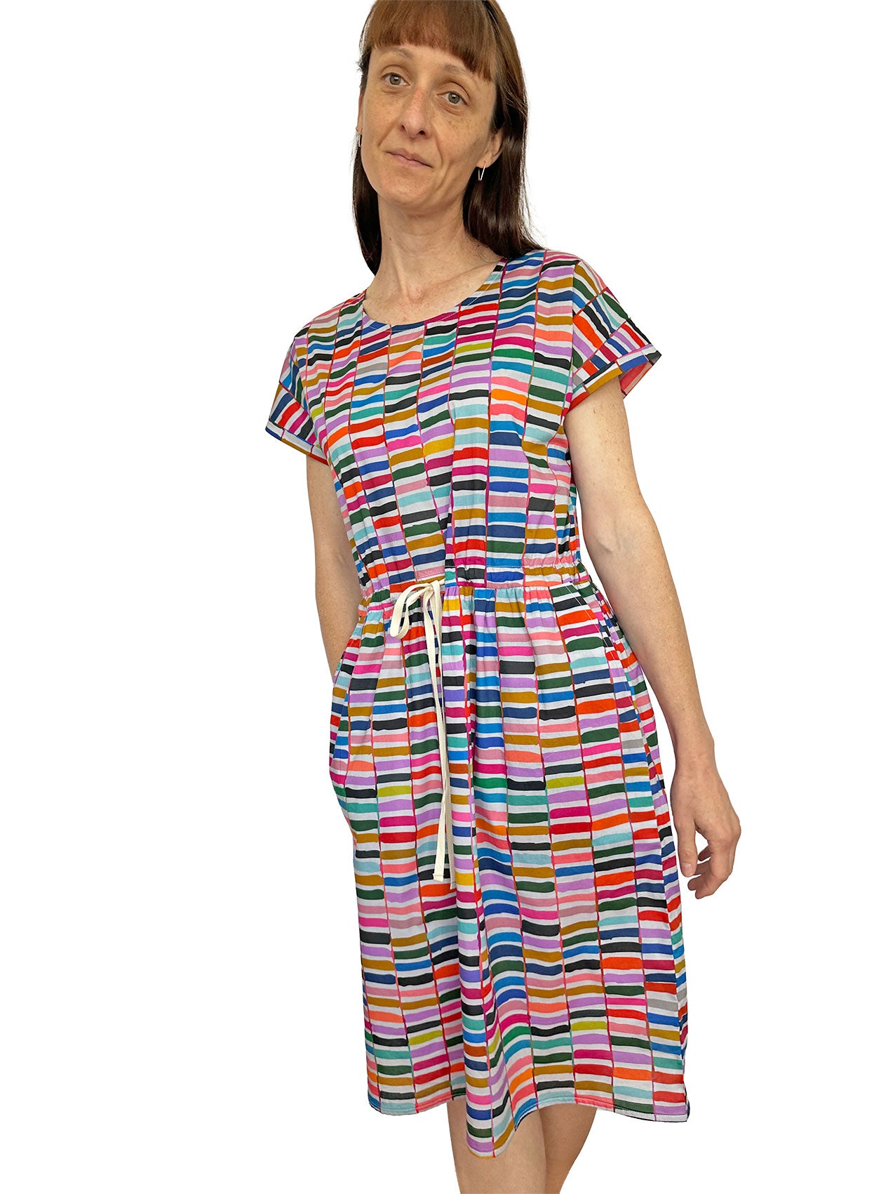 Drawstring Kimono Sleeve Dress - Rainbow Ladder