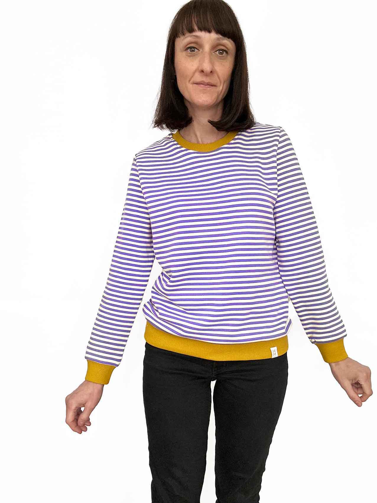 Two Tone Jumper - Lilac Stripe + Mustard