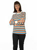 Crew Neck Tshirt - Orange/Blue Stripe
