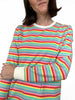 Crew Neck Tshirt - Pastel Rainbow Stripe