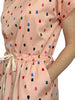Drawstring Kimono Sleeve Dress - Peach Spots