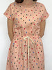 Drawstring Kimono Sleeve Dress - Peach Spots