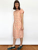 Drawstring Kimono Sleeve Dress - Peach Spots